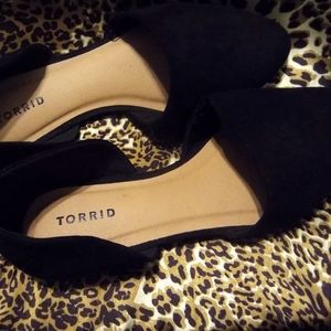 Torrid Suede Black D'Orsay Flat Sz. 11